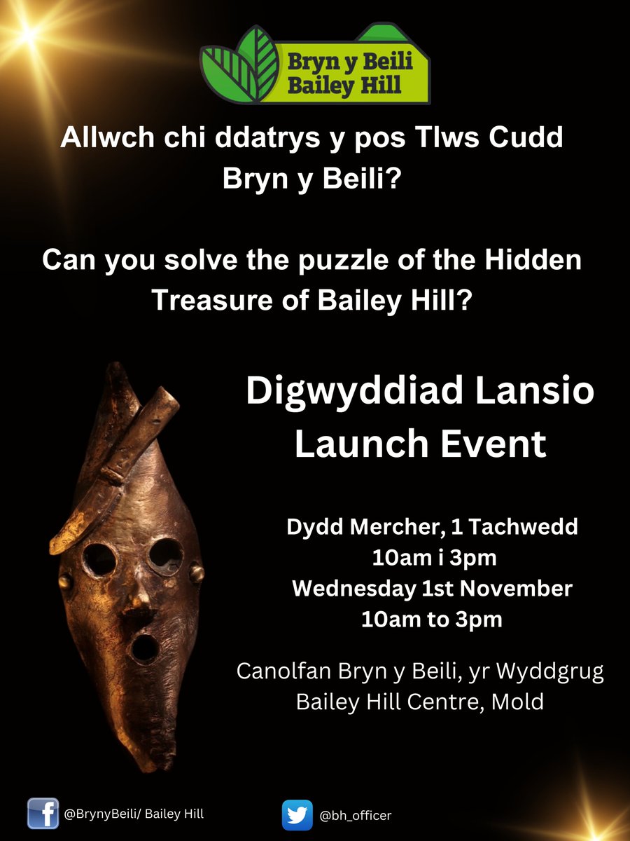 Bailey Hill Project Officer (@bh_officer) on Twitter photo The Launch of our new Bailey Hill Treasure Hunt is taking place a week today...
Come and visit the Bailey Hill Centre on Wednesday 1st November between 10am and 3pm and find out how to take part in the Treasure Hunt and meet the artist, Huw Davies.
<a href="/moldtowncouncil/">MoldTownCouncil</a> The Launch of our new Bailey Hill Treasure Hunt is taking place a week today...
Come and visit the Bailey Hill Centre on Wednesday 1st November between 10am and 3pm and find out how to take part in the Treasure Hunt and meet the artist, Huw Davies.
<a href="/moldtowncouncil/">MoldTownCouncil</a>