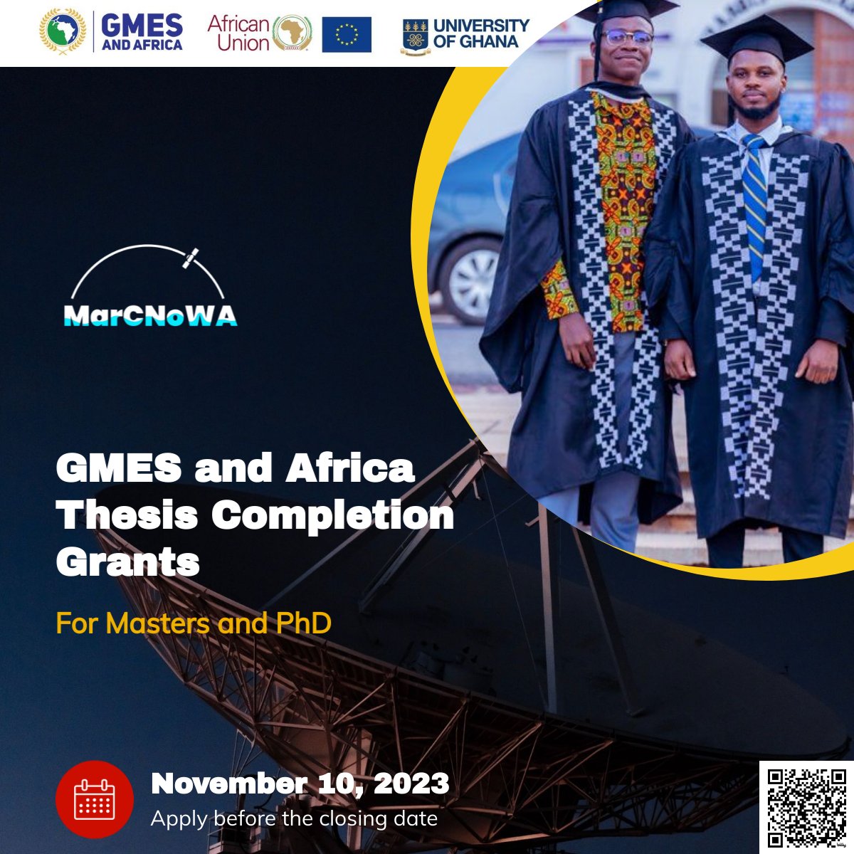 🌊 MarCNoWA/GMES & Africa offer up to €4K in grants for postgrads in Marine Science, Oceanography & more! Apply now to advance coastal & marine management in N/W Africa. #MarineResearch #AfricaScholarship #EOdata #GMESAfrica #MarCNoWA #Grants

Apply Now: bit.ly/MarCNoWA2023Gr…