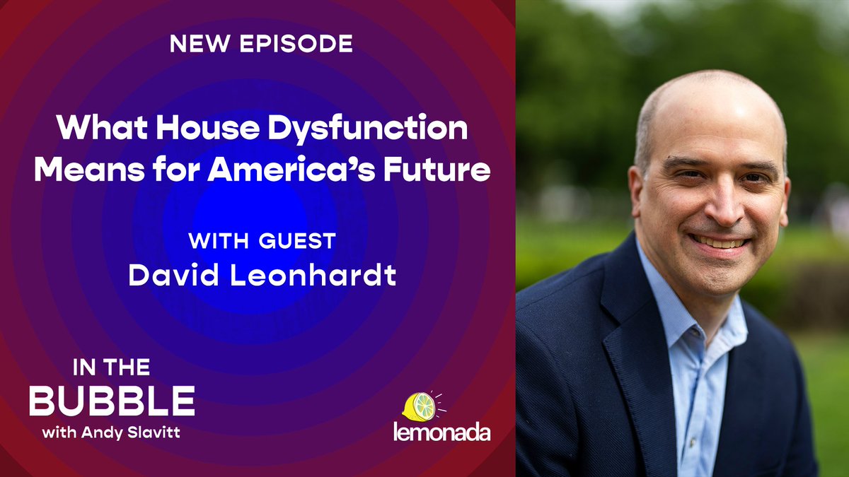 New York Times columnist @DLeonhardt joins @ASlavitt to look at what the speaker battle signals for the future of U.S. democracy at a time when the world is in turmoil. Listen: link.chtbl.com/InTheBubble?si…