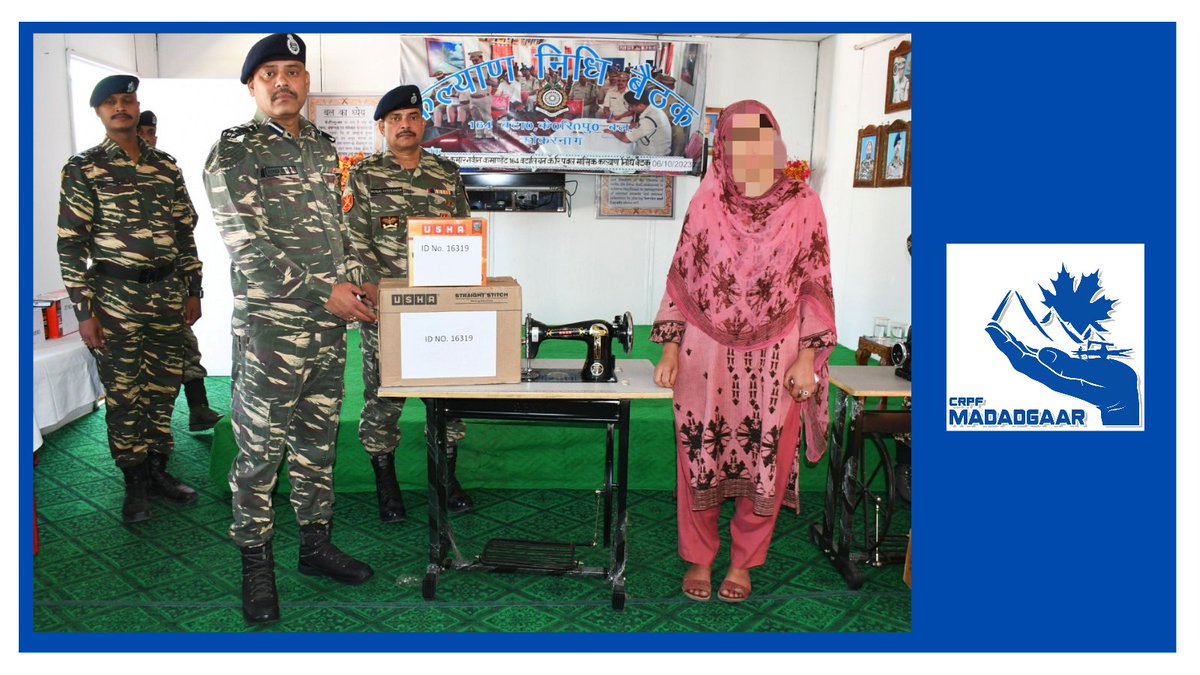 CRPFmadadgaar's tweet photo. ✨ @CRPFmadadgaar: Empowering dreams! 🪡
@crpfindia proudly supports 3 talented girls from #Kokernag, Anantnag, with sewing/embroidery machines &amp; tools. Their skillful hands will now create a brighter future for their families. 
#Madadgaar_Hain_Hum
#WeAreCRPF https://t.co/z56K1rwx0m