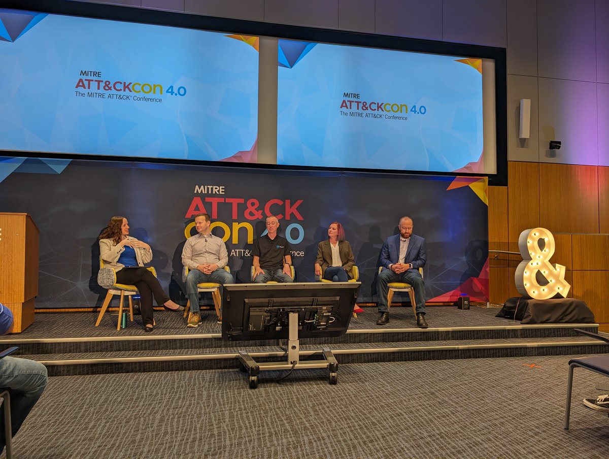 DavidJBianco's tweet photo. The original @MITREattack team reassembled for a 10 year retrospective panel. They're dropping some great insight bombs! #ATTACKcon https://t.co/jHZBhER5Do