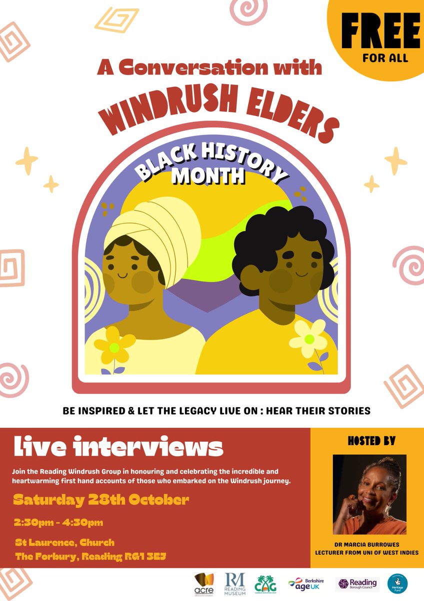 Age UK Berkshire (@ageukberks) on Twitter photo Fantastic event on Saturday #Windrush elders sharing their stories. Details below #Reading #BlackHistoryMonth2023
<a href="/rva_news/">Reading Voluntary Action</a> <a href="/acrereading/">acrereading</a> <a href="/CommuniCareRDG/">CommuniCare</a> <a href="/ReadingCouncil/">Reading Borough Council</a> Fantastic event on Saturday #Windrush elders sharing their stories. Details below #Reading #BlackHistoryMonth2023
<a href="/rva_news/">Reading Voluntary Action</a> <a href="/acrereading/">acrereading</a> <a href="/CommuniCareRDG/">CommuniCare</a> <a href="/ReadingCouncil/">Reading Borough Council</a>