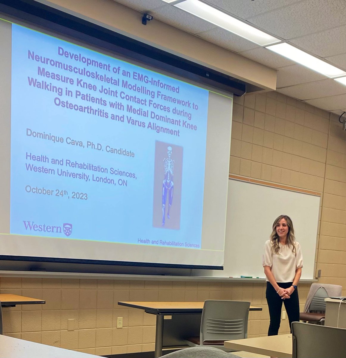 🎉 Dominique Cava, PhD !! 🎉
Dominique, our modelling guru, successfully defended her doctoral thesis: Development of an EMG-informed NMSK framework to measure KJCFs. Congratulations, Dr. Cava!