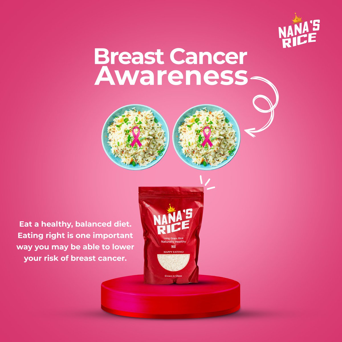 Nana's Rice prevents breast cancer.
We said what we said.
Good nutrition is very important for keeping breast cancer at bay. So eat right, eat rice from home, choose Nana's Rice and discover  the healthy side of life.

#PinkOctober
