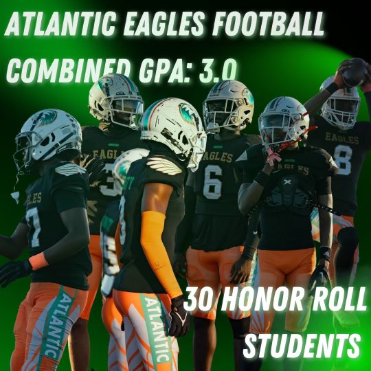 Congratulations to our Student Athletes for reaching one of our TEAM GOALS of a combined 3.0. Also 30 Earning the A/B Honor Roll. #CultureWins🦅📚