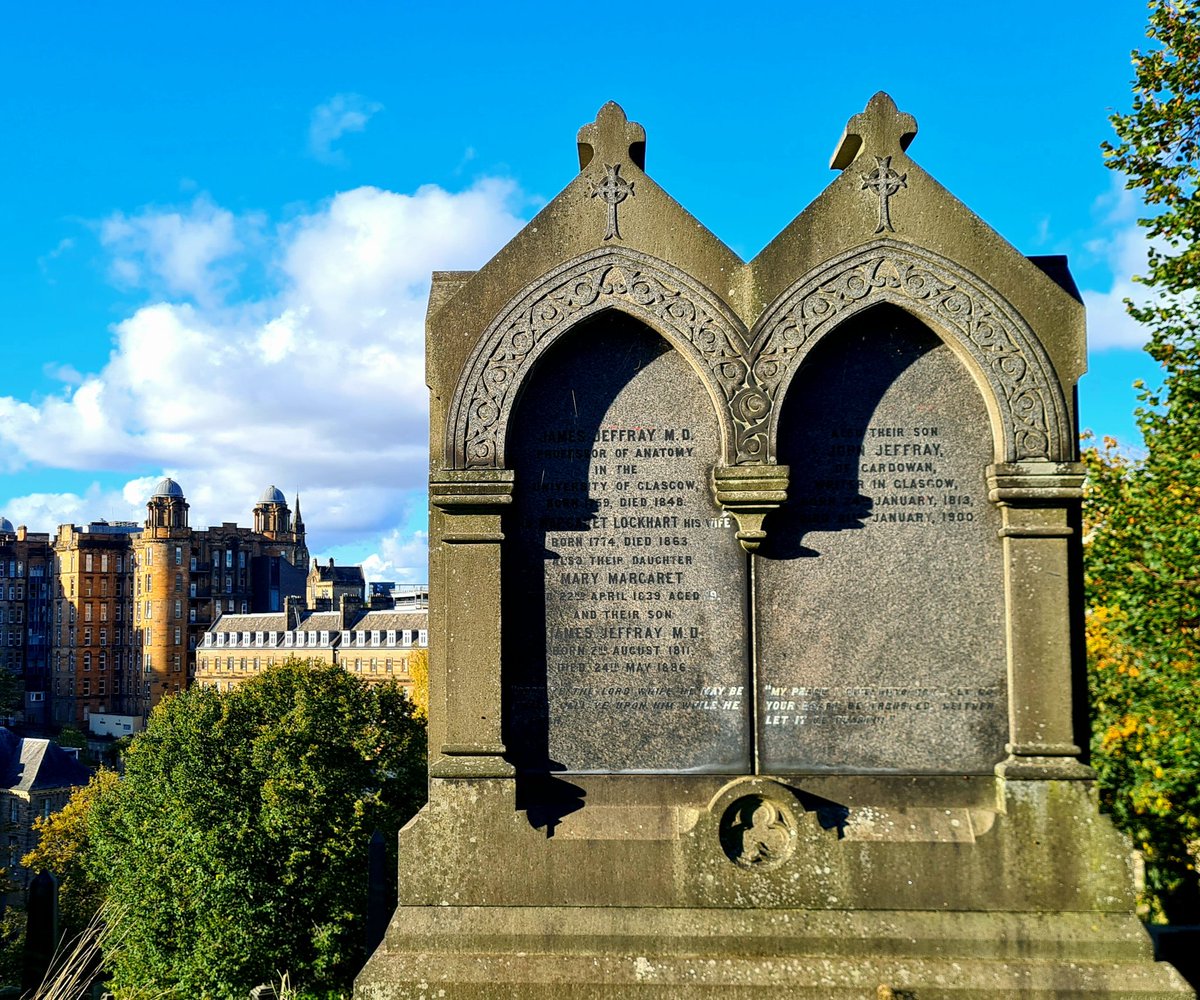 In the Necropolis just behind Glasgow Cathedral stands this gravestone marking the final resting place of James Jeffary. Professor of Anatomy at the nearby University from 1790 to 1848, Jeffray played a key part in one of the strangest events the city ever witnessed. 

Cont./