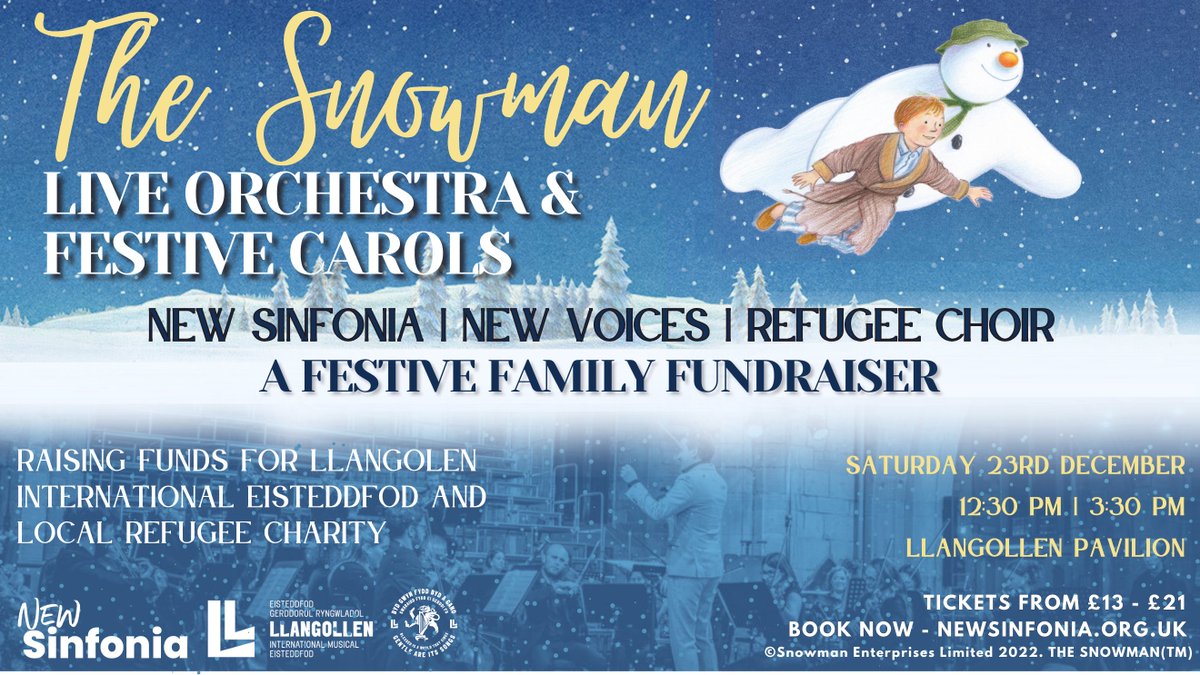 🎅Two months until Christmas, so it's time for a very special announcement🎄 📆 Sat 23 Dec, 12pm & 3.30pm 🎟 newsinfonia.org.uk Christmas concert for all the family, in partnership with @NEWSinfonia Further details: international-eisteddfod.co.uk/snowman-brough…