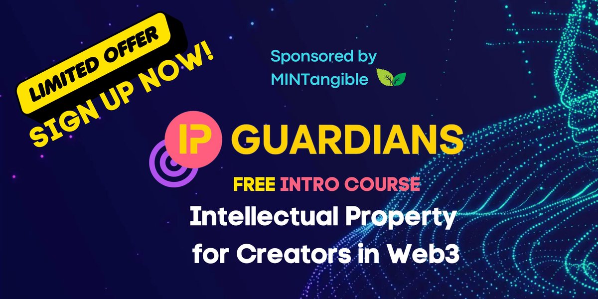 ip_guardians's tweet photo. Intellectual Property Matters in Web3!  Sign up for our FREE ONLINE COURSE on IP and ROYALTIES and more! EMPOWER your CREATIVE! Together we build a sustainable thriving and inclusive #web3!  SIGN UP today: https://t.co/ICqzFkvU8F https://t.co/ZMnSpl0yAZ
