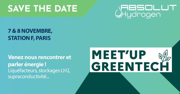 Absolut Hydrogen (@absoluthydrogen) on Twitter photo <a href="/AbsolutHydrogen/">Absolut Hydrogen</a> sera présent les 7 et 8 novembre prochains au Meet’Up GreenTech - Station F à Paris.
La GreenTech rassemble des acteurs au service de la transition énergétique autour de #conférences, de rendez-vous d’affaires et d’#interventions.
#MeetUpGreentech #event <a href="/AbsolutHydrogen/">Absolut Hydrogen</a> sera présent les 7 et 8 novembre prochains au Meet’Up GreenTech - Station F à Paris.
La GreenTech rassemble des acteurs au service de la transition énergétique autour de #conférences, de rendez-vous d’affaires et d’#interventions.
#MeetUpGreentech #event