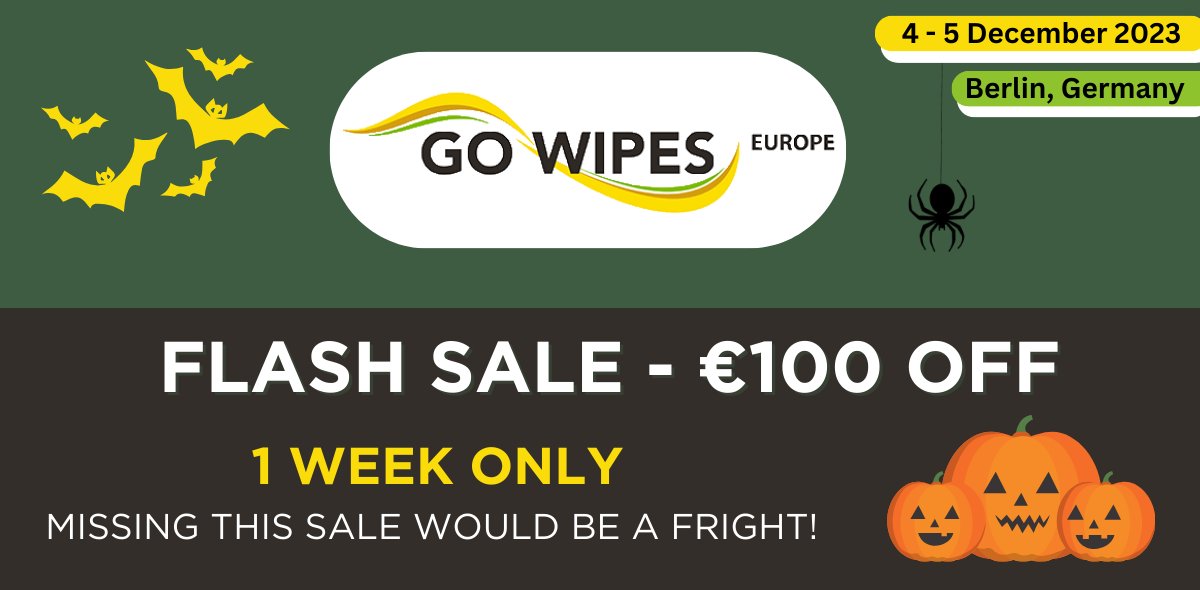 GO_Wipes's tweet photo. For one week only, we have slashed our ticket price by €100, saving you a total of €200 off the final ticket price. Hurry and book now, it won't hang around for long!👉https://t.co/l4TW42XC1W #nonwovens #wipesindustry #gowipes #gowipeseurope #wipesconference #berlinconference https://t.co/VpbAyZbWkQ