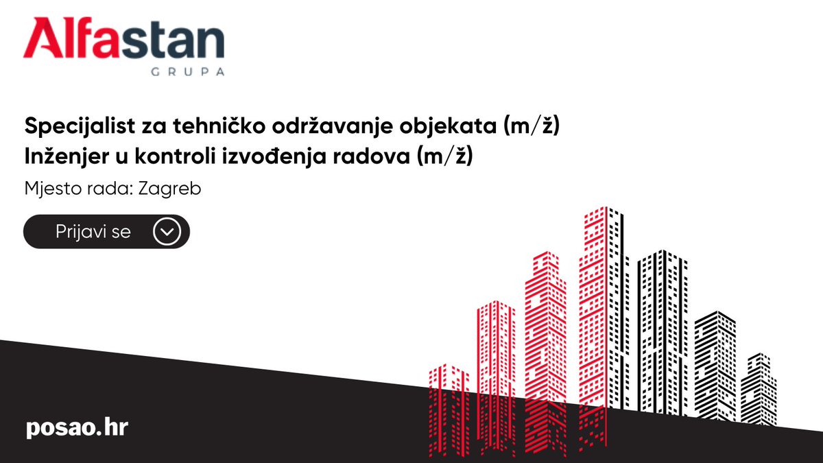 FRANC zapošljava!  Poslodavac omogućuje topli obrok, službeni mobitel,nagrade, automobil, profesionalni razvoj te mnoštvo privlačnih pogodnosti koje možeš pročitati na linku. Prijavi se do 03.11.2023. Sretno! 
posao.hr/alfa-stan-grup…
#posaohr #posao #hrvatska #croatia