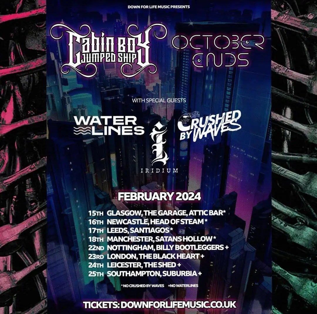 ReviewZooUK's tweet image. This is going to be epic! WATERLINES were awesome when I saw them recently. What a lineup!

#WATERLINES #CabinBoyJumpedShip #OctoberEnds #CrushedByWaves #Iridium #Tour #UK #February