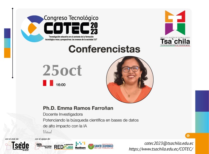 RTsede's tweet photo. 📢El Congreso Internacional Tecnológico COTEC-2023 , cuenta con profesionales de alto renombre quienes presentan a la comunidad académica de 🇪🇨 y el 🌐sus investigaciones en el contexto de los avances de la sociedad 5.0. https://t.co/KgvsbIjOiL