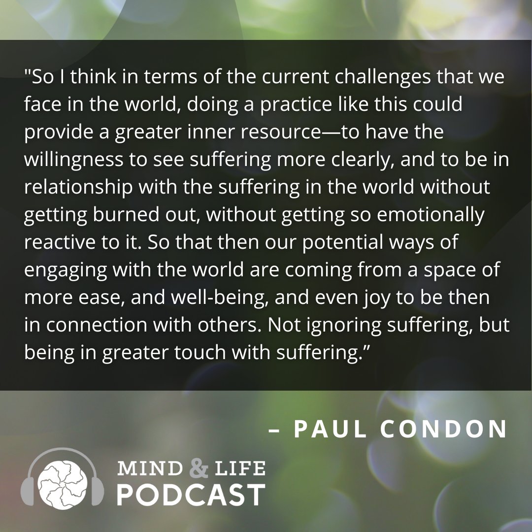 Through contemplative practice, "our potential ways of engaging with the world are coming from a space of more ease, and well-being, and even joy to be then in connection with others," shared <a href="/paulcndn/">paul condon</a> on <a href="/mindandlifecast/">Mind & Life Podcast</a>. Listen for more: podcast.mindandlife.org/paul-condon/