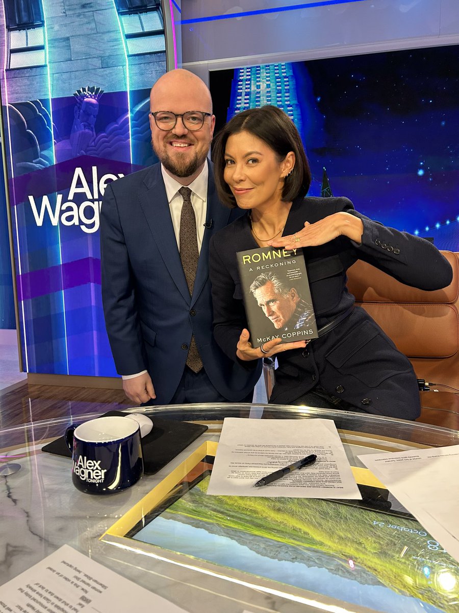 Had a great conversation last night with @alexwagner, who not only called the book “essential” but agreed to pose with it like this. A true friend. Watch here: msnbc.com/alex-wagner-to…