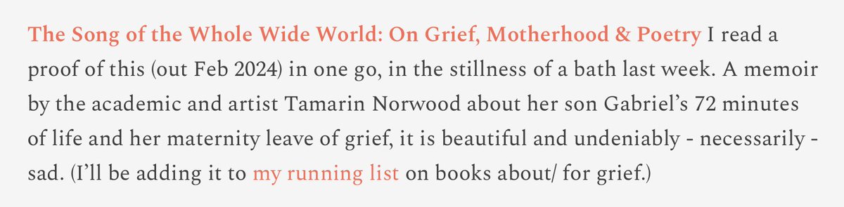 What a wonderful surprise to see my forthcoming memoir in such good company on the latest booklist of @PINsykes! The list in full is below, linked to a beautiful (and free to access) list of #grief books, a lovely resource 💙 open.substack.com/pub/pandorasyk…