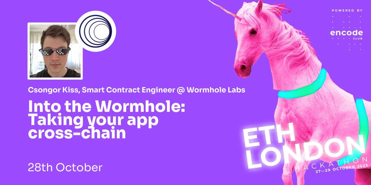 🇬🇧#ETHLondon23 is happening this weekend (October 27-29), hosted by @encodeclub and @ETHLDN! Wormhole engineer @kiss_computers will be giving a workshop on Saturday, and there will be $7500 in Wormhole prizes for developers 👨‍🔧 Sign-up here: encode.club/eth-london