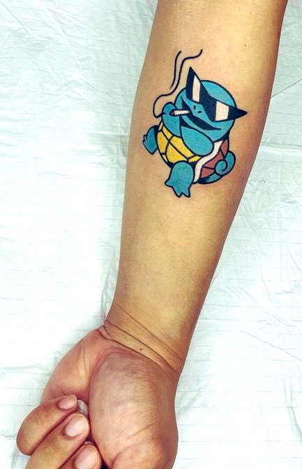 tannedchnflex's tweet photo. @stygianr Step aside piplup, there’s a new Pokémon tattoo in town and I heard he squirts 

#squirtlesquad https://t.co/bUXk51JjCQ