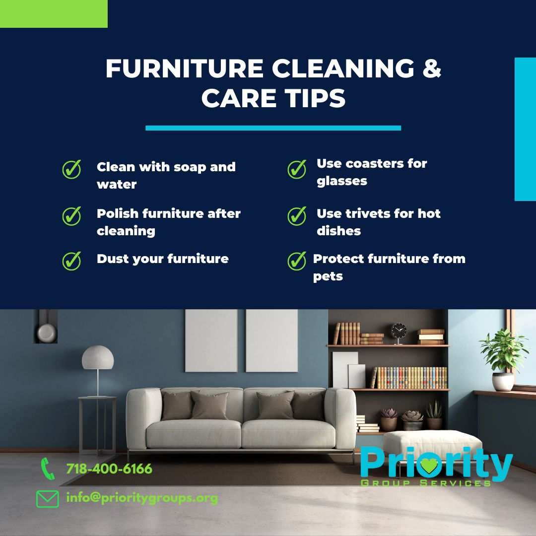 priority_nj's tweet image. Embrace these easy and effective cleaning tips to keep your beloved pieces fresh and fabulous. Let's cherish and preserve our homes together! 🏡✨ #HomeCare #FurnitureLove #prioritycleans #cleaningservices #residentialcleaning #commercialcleaning