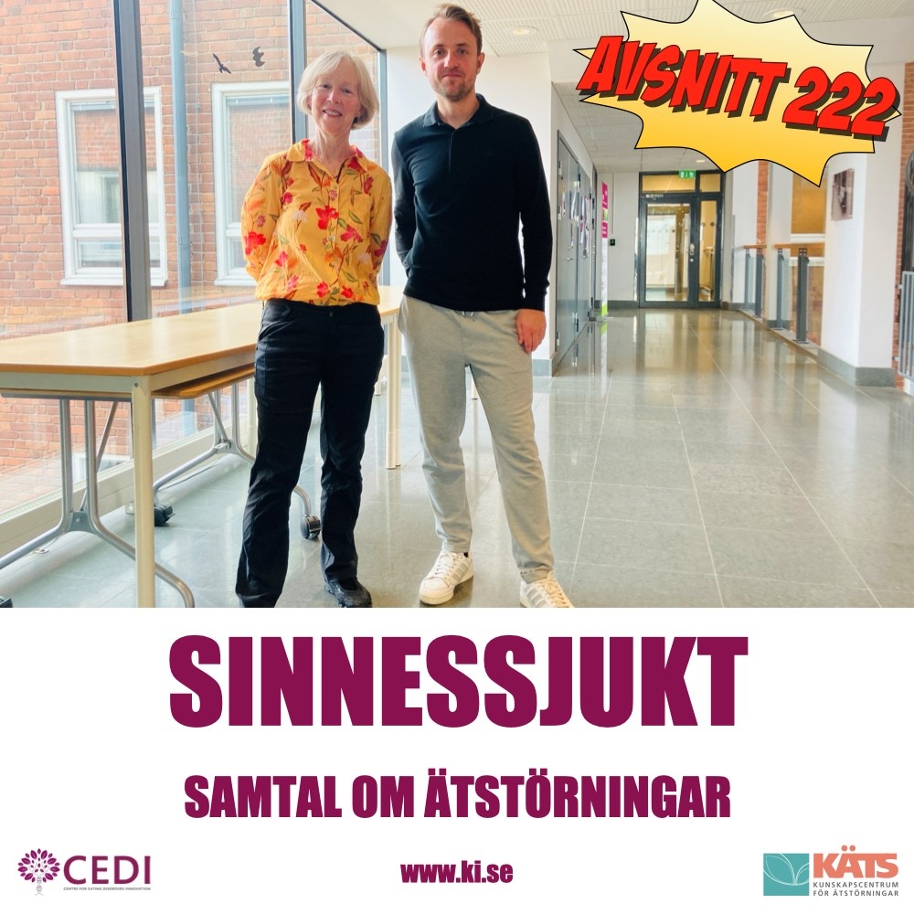 CEDI_KI's tweet photo. I avsnitt 222 av podden Sinnessjukt pratar @c_dahlstrom med CEDIs grundare professor @cbulik om anorexi, bulimi och hetsätningsstörning. I den första delen av fyra berättar Cynthia bland annat om hur hon först blev intresserad av ätstörningar. 

Länk: https://t.co/uqMMYRETwC https://t.co/22up2euO5P