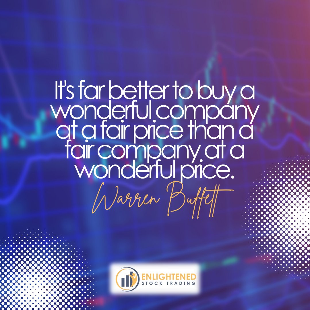 EnlightenStock's tweet photo. "It's far better to buy a wonderful company at a fair price than a fair company at a wonderful price." - Warren Buffett
#enlightenedstocktrading #learnstocktrading #stockmarket #investing #stocks https://t.co/OzFuR9Y79C