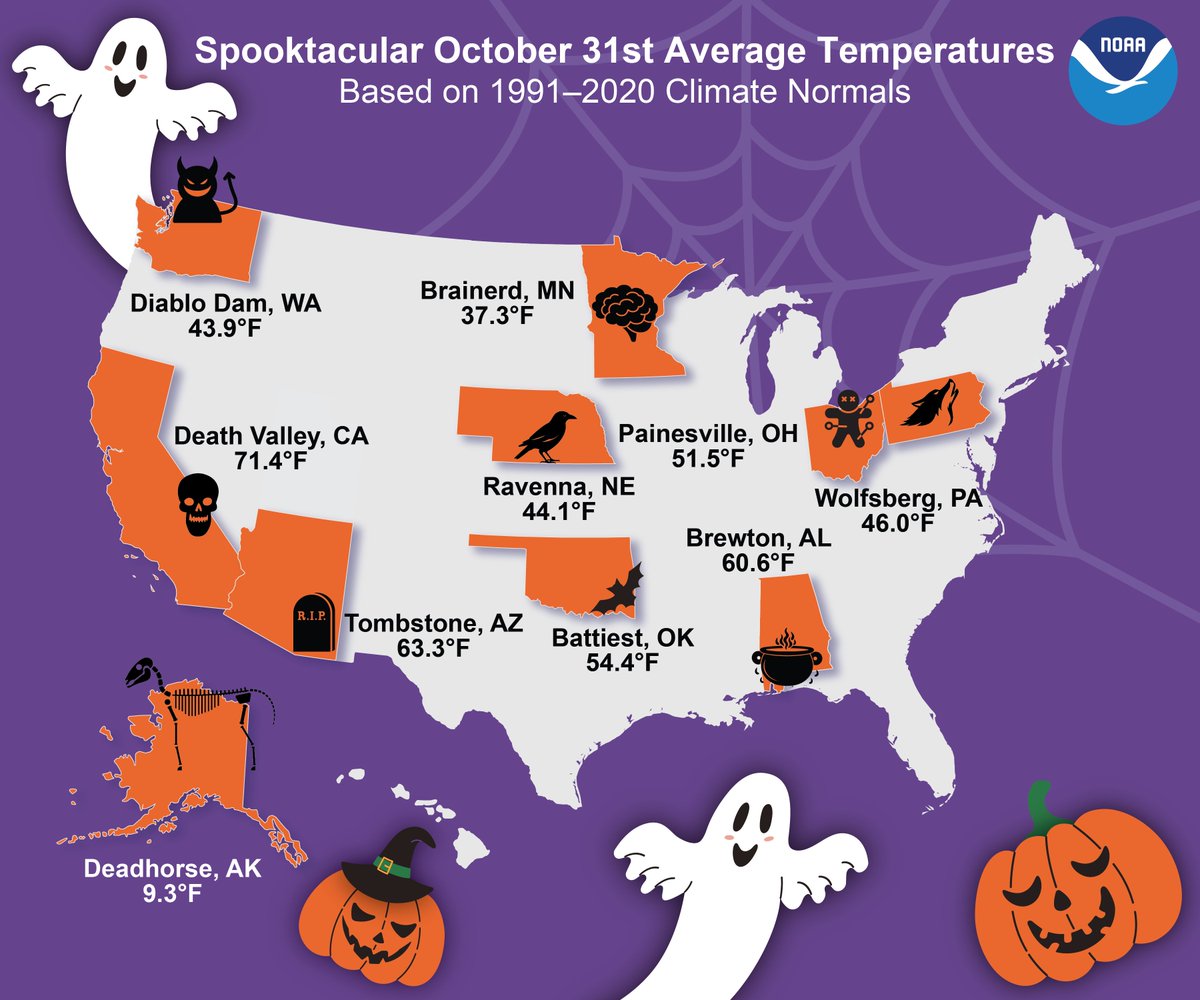 NOAANCEI's tweet photo. We may as well be Dr. Frankenstein 🧪 this #Halloween, because we have October climate facts that will shock you and a punny map that will leave you in stitches! https://t.co/aNNcCgSbMr #NOAASpookyScience https://t.co/bksKfKfxyW
