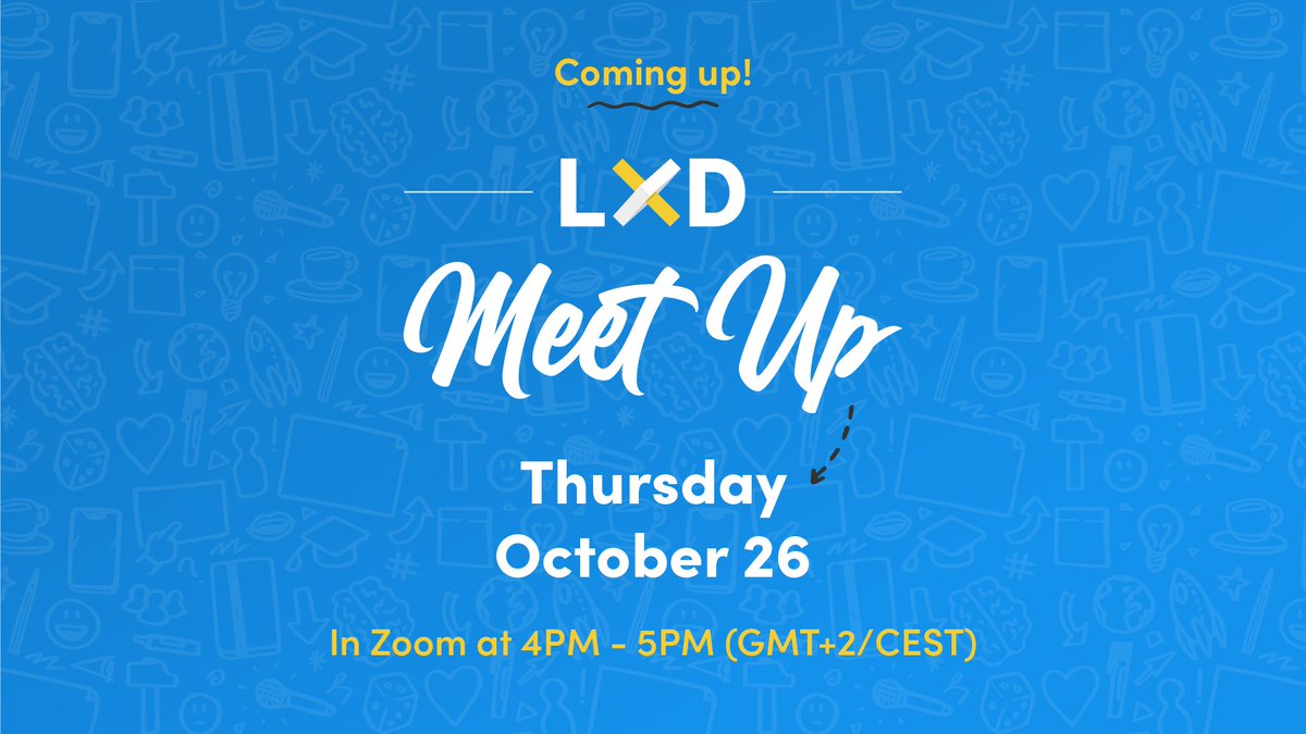 LXDsocial's tweet photo. This Thursday Oct 26 4-5PM CEST, join us for the free online LXD Community Meet Up! There'll be LXD enthusiasts from all over the world and pioneer Niels Floor will be there to guide you through an hour of getting hands on with #learningexperiencedesign: https://t.co/7d8qf2vOTL https://t.co/D39dPmLvjL