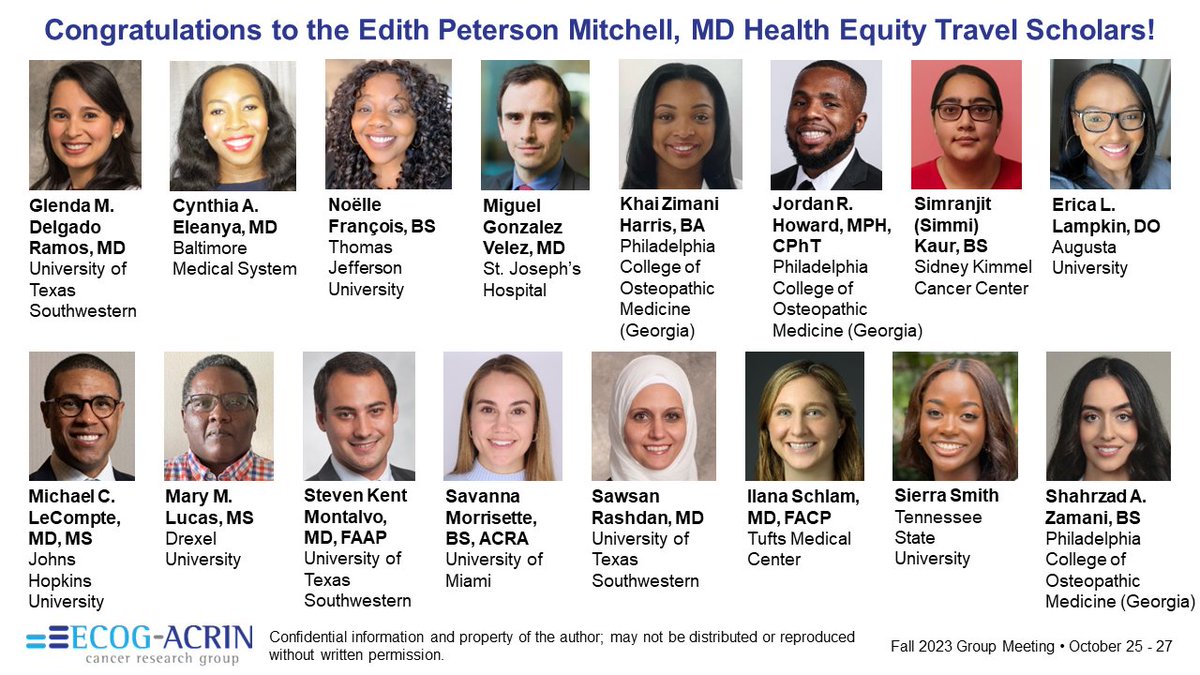 Congratulations to the inaugural recipients of the @EdithMitchellMD Health Equity Travel Scholarship! #EAOnc #HealthEquity
