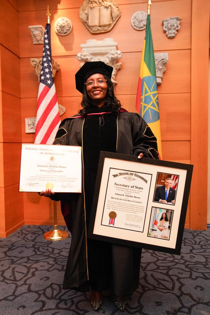 AdanechAbiebie's tweet photo. I would like to thank the  #TrinityInternationalUniversity of Ambassadors for the Honorary Doctorates Degree and state of Georgia for the Honorary citizenship of Georgia bestowed upon me. https://t.co/ogfuChA7tK