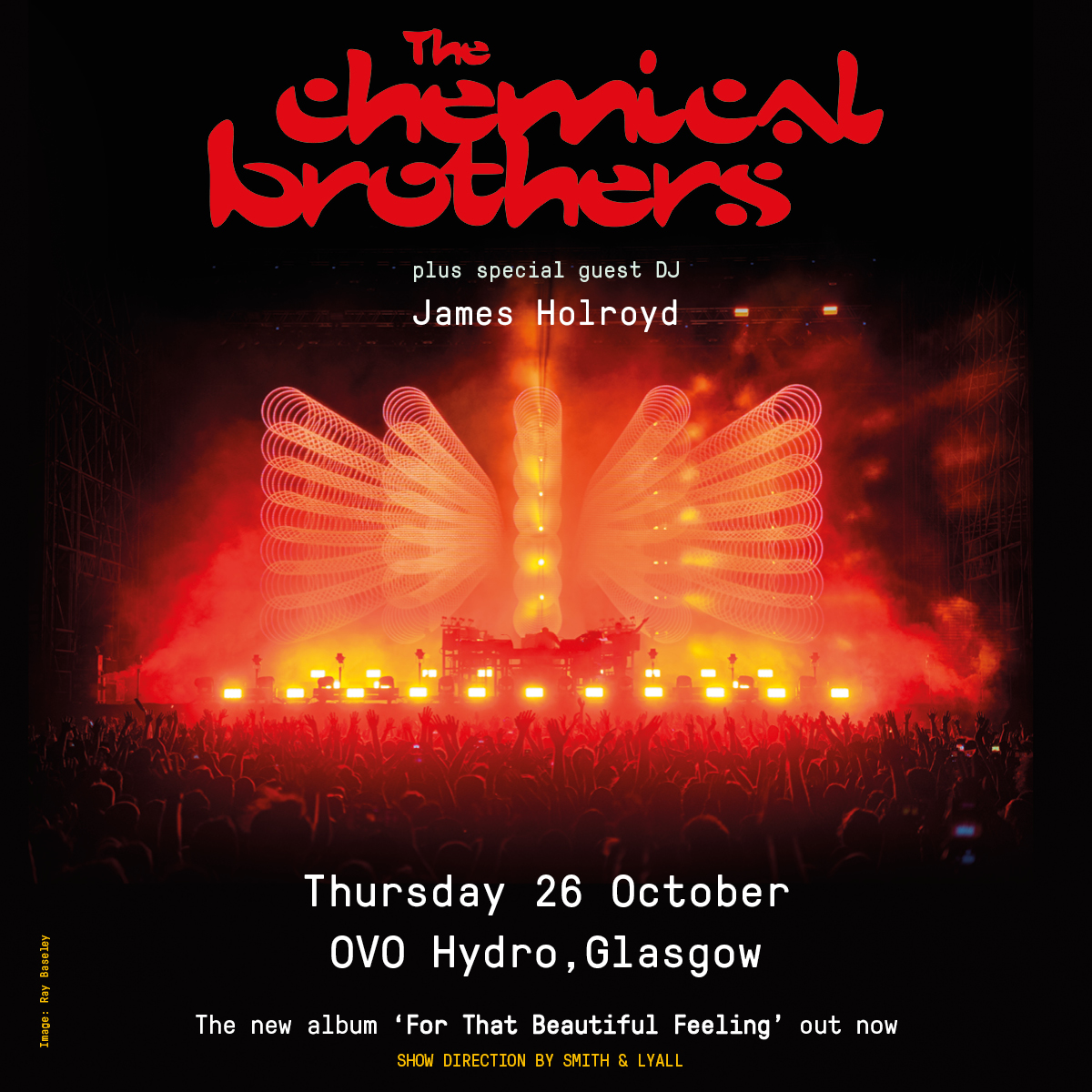 ChemBros's tweet photo. Hold tight Glasgow!  Here are the set times for @chembros live at @OVOHydro on Thursday:
18.30 - Doors
19.00 James Holroyd
21.00 to 23.00 - The Chemical Brothers
Last tickets available at https://t.co/jegOzYhAqr #chemicalbrotherslive #thechemicalbrothers #ForThatBeautifulFeeling https://t.co/EhcQpjJVrN