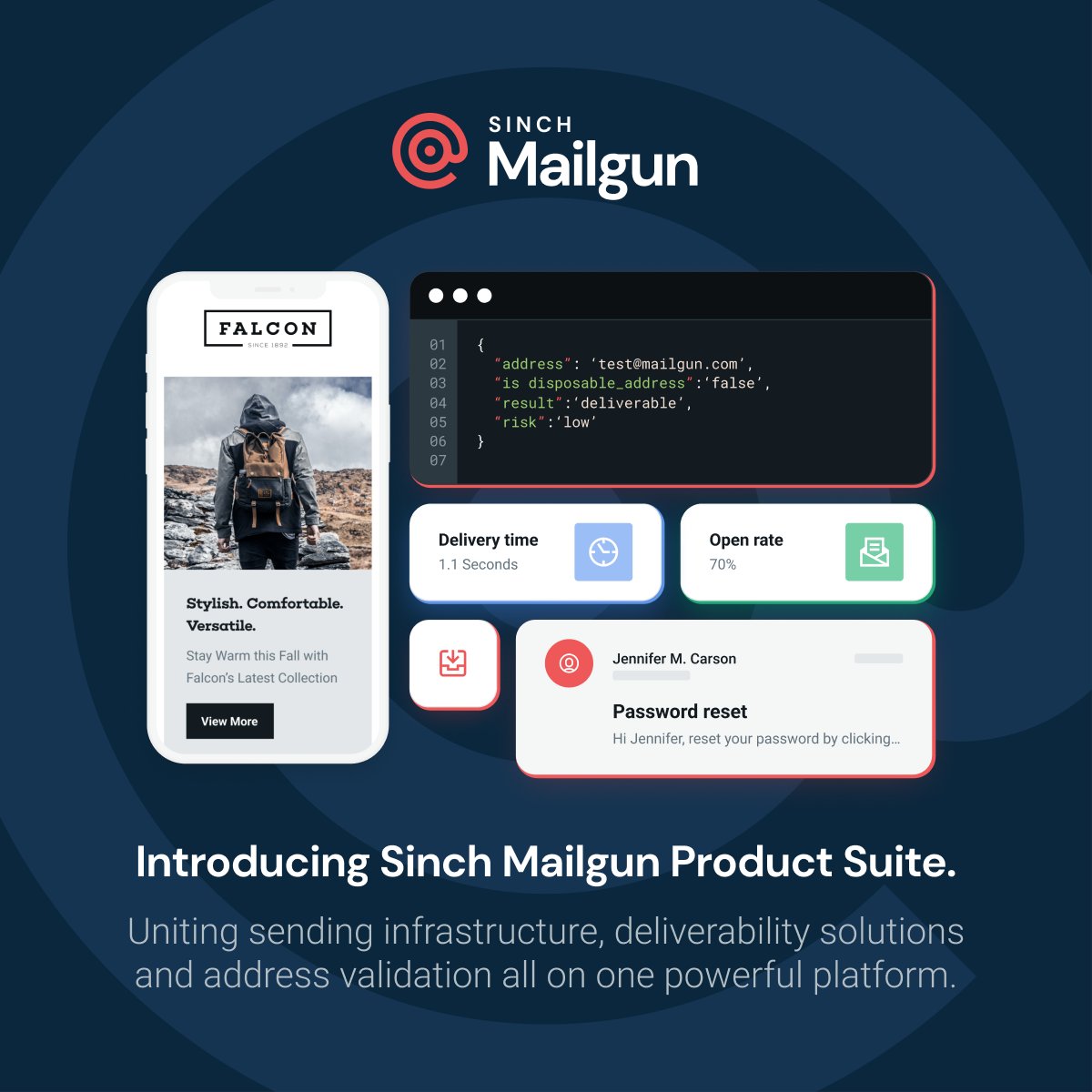 Same products, new names! We’re excited to announce the new Sinch Mailgun portfolio: Mailgun Send, Mailgun Optimize, and Mailgun Validate! 🎉 To learn more, check out our latest blog post here! 🔗➡️ mailgun.com/blog/company/m…