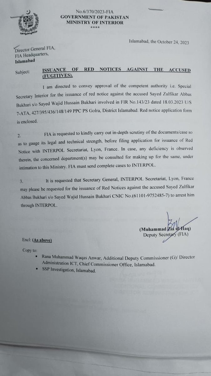 khaber_tv's tweet image. زلفی بخاری کے ریڈ وارنٹ جاری کرنے کی منظوری
#interpoll #zulfibukhari #khabertv