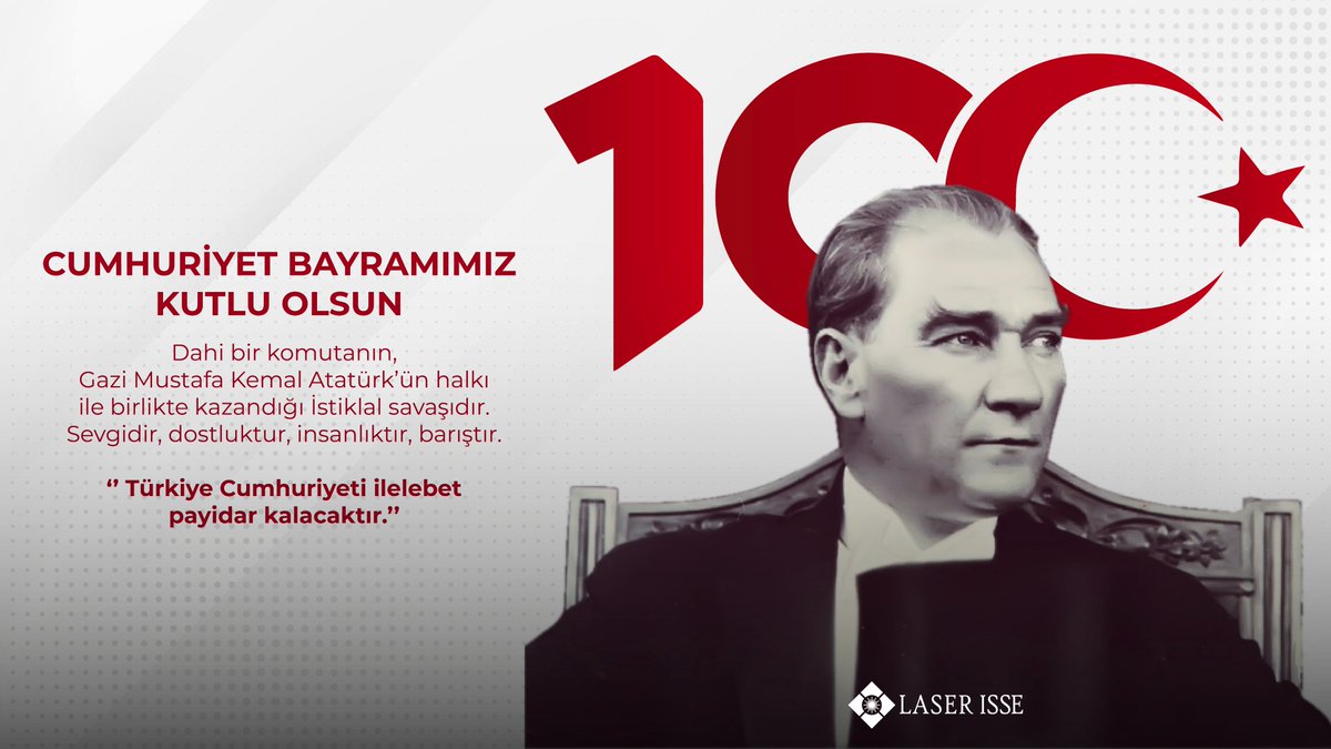 laserisse's tweet photo. 100 yıldır Atamızın izinde,⁣ Cumhuriyetin ışığıyla geleceğe⁣ yürüyoruz. 🇹🇷
Cumhuriyetimizin 100. yılını⁣ gururla kutluyoruz.
#29ekimcumhuriyetbayramı https://t.co/QfrdokrME5