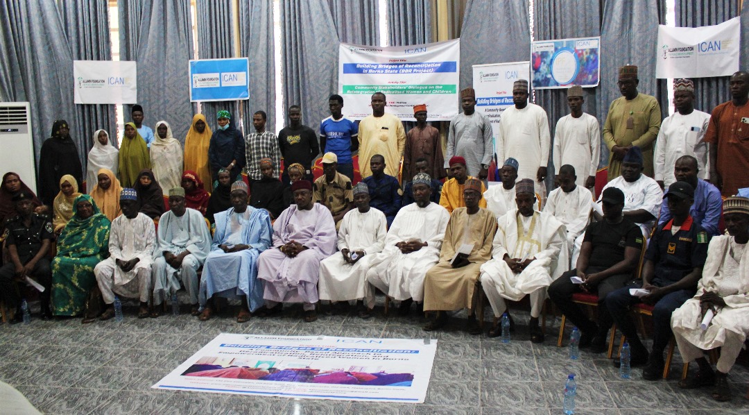 Allaminforpeace's tweet photo. Under its “Building Bridges of Reconciliation (BBR Project)” @Allaminforpeace is fostering community collaboration in Borno State for the reintegration of women and children radicalised by Boko Haram. Grateful to @whatthewomensay for funding the project. #PeaceBuilding https://t.co/q76JcXw6wf