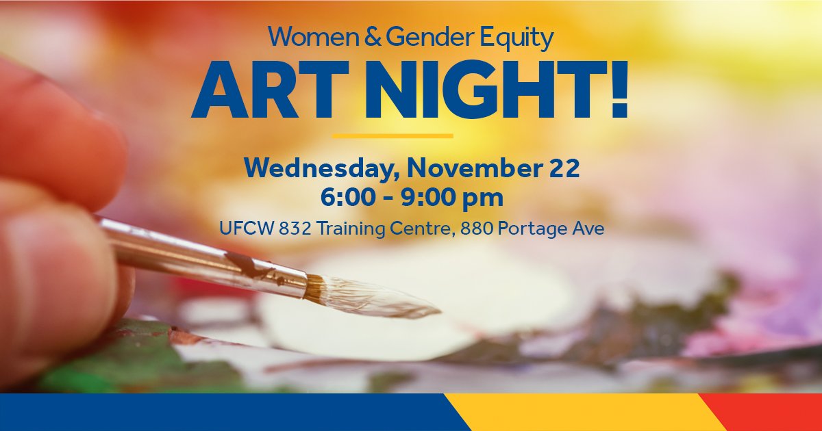 Our Women &amp; Gender Equity Committee is hosting another art party in November! It's a night to connect with other women and gender-diverse folk in our union and have a lot of fun! To be notified when registration opens, go to 
eventbrite.com/e/art-night-ti…