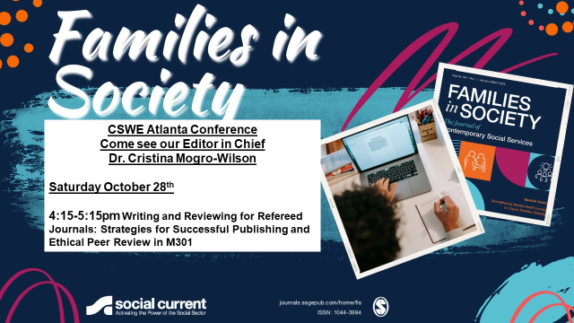 FISOnline's tweet image. Do not miss this session @CSocialWorkEd #CSWE2023 #APM2023 Sat Oct 28th on writing and reviewing for journals! EIC Dr. Mogro-Wilson &amp;amp; Methodological Chair of FIS Dr. Jaggers @ProfJaggersEIC with others including JSWE EIC Dr. Parrish @DparrishParrish will discuss these hot topics