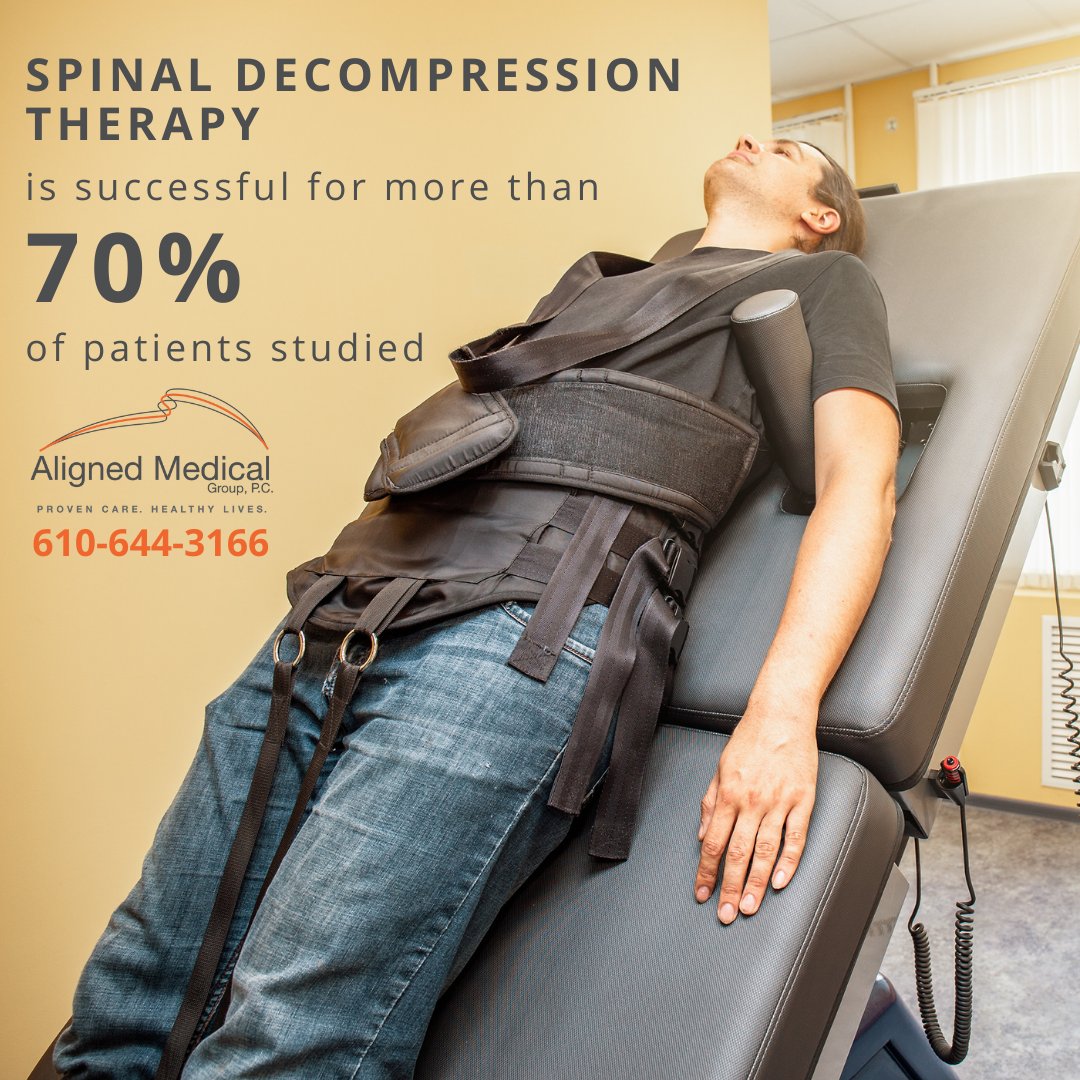 Aligned_Medical's tweet image. Spinal decompression therapy is a #NonInvasive option for pain caused by herniated, bulging, or degenerated discs. Studies show that it was successful for 70%+ of patients studied. Make an appt at Aligned Medical Group to find out if #SpinalDecompressionTherapy is right for you!
