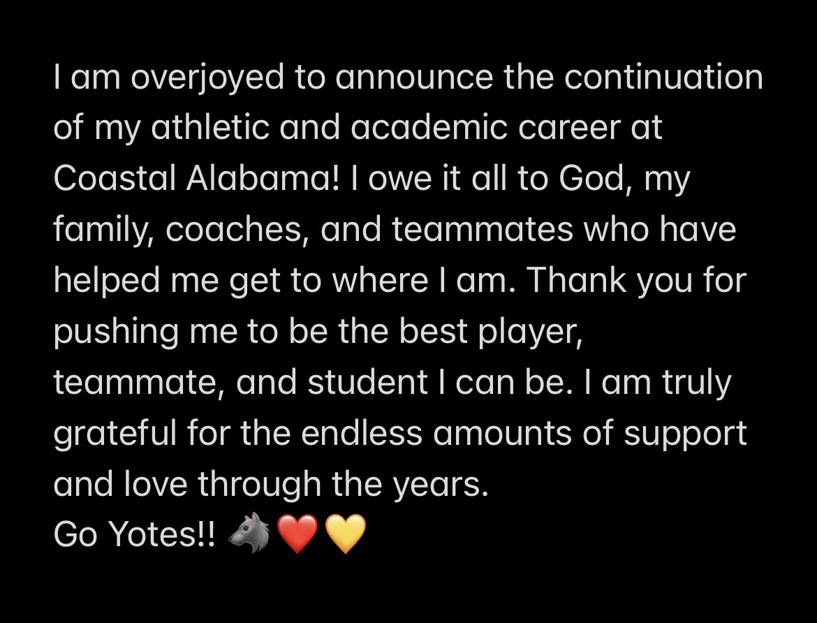 caitlynbentle12's tweet photo. I’m thrilled for this opportunity!  @CoastalAL_south @coachBobLayman @WillHessSB @LowcoSports https://t.co/9WMHqRFo0d