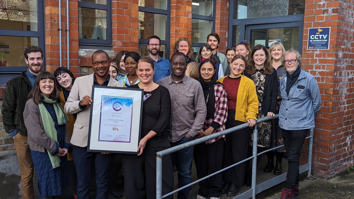 IrishRefugeeCo's tweet photo. We took a moment at the end of our team meeting to celebrate our Charity of the Year award!

Now back to work! https://t.co/nfLdgNJ4Zd