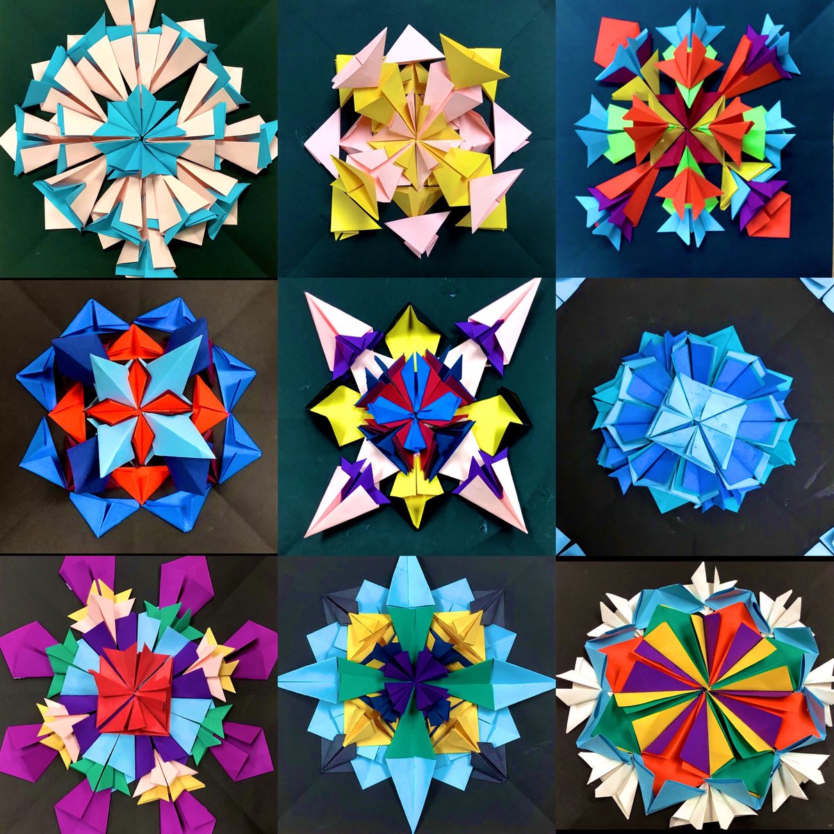 4th grade Radial Paper Relief Sculptures #mannschool #oakpark97 #origami #reliefsculpture #sculpture #radialsymmetry #radial #symmetry