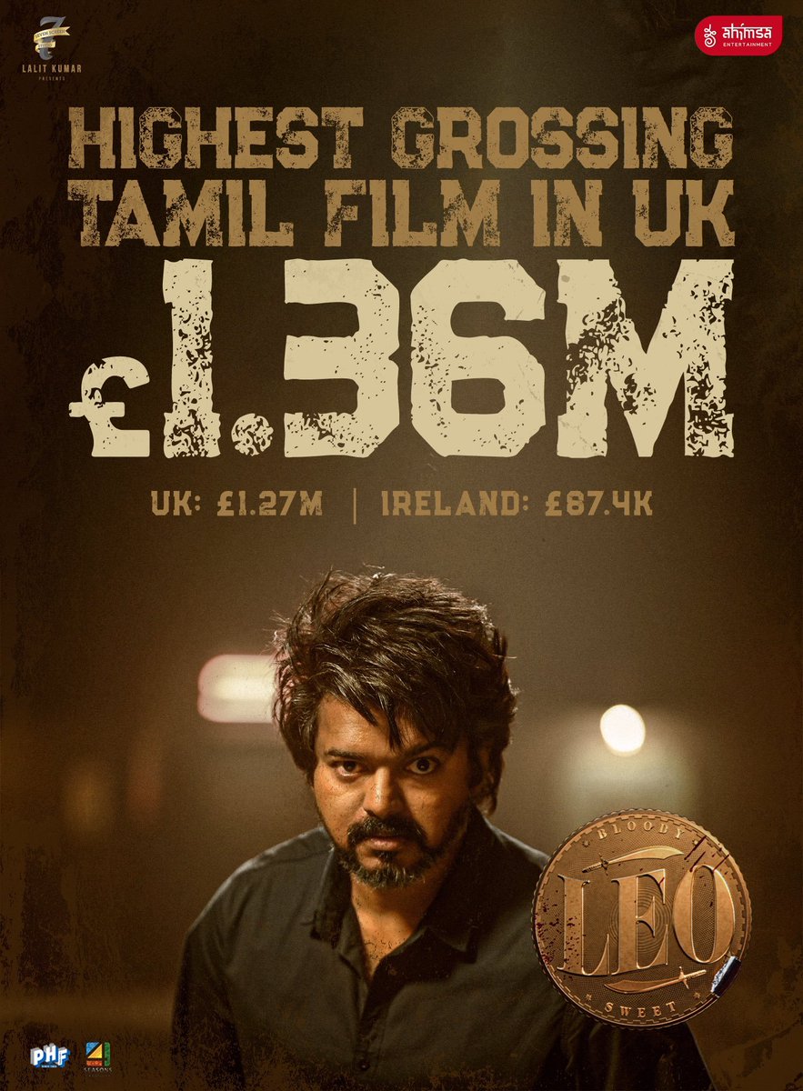 #Leo unseats #PonniyinSelvan1 in UK. New All time record for Tamil films in just 6 days.