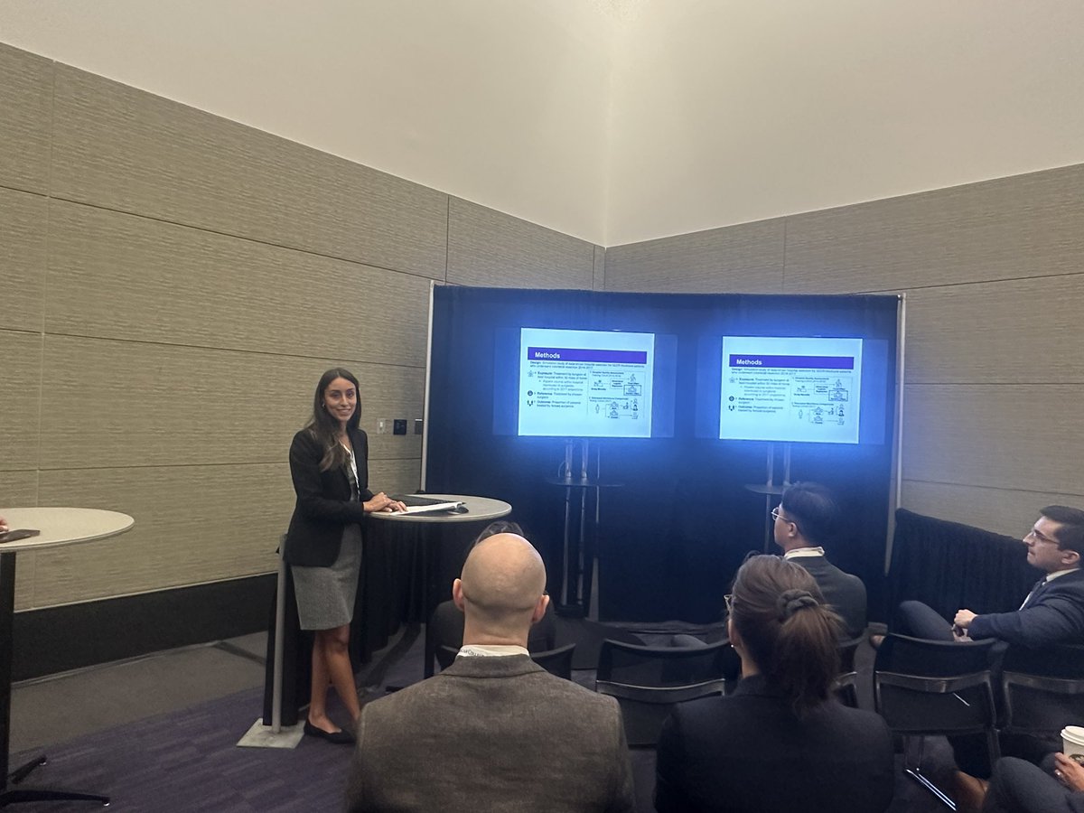 Got the smile! Pictured here, my co-resident @BakillahEmna presenting on the effect of data-driven hospital selection on female surgeon volume @pennsurgery @AmCollSurgeons @surgeryspice