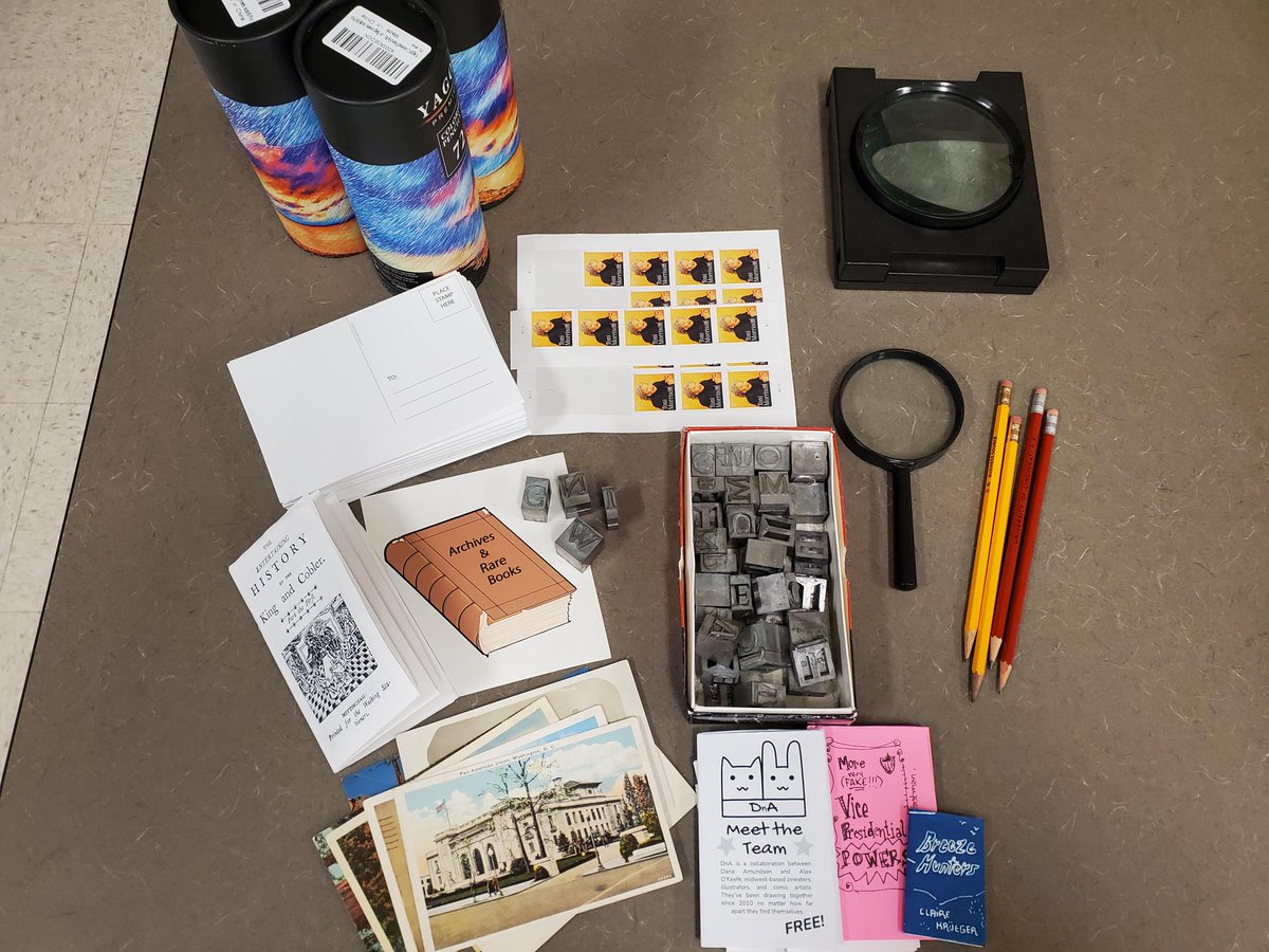 Day 2 of visits by local elementary students to ARB. We are building a teaching collection to allow young students to work with primary source materials. Learning about book printing and postcards. Then the students are making their own zines and postcards!
<a href="/UCLibraries/">UC Libraries</a>