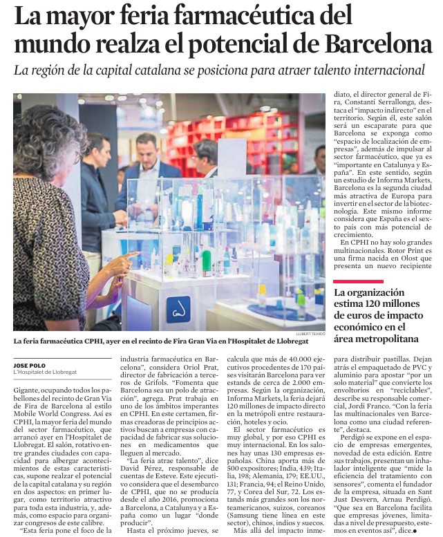 The world's leading pharmaceutical trade fair #CPHI returns to Barcelona.

✍️🏼José Polo (<a href="/LaVanguardia/">La Vanguardia</a>) 👇🏼

#BHVStartupBuilders #VentureBuilder #TechTransfer #entrepreneurship #innovation #health
