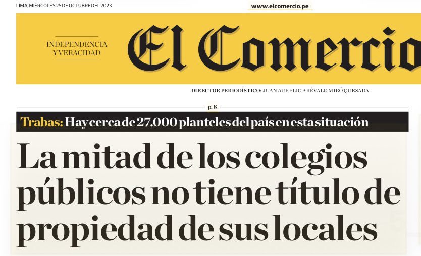 EduCastilloR_'s tweet photo. Según #MINEDU hay 30 mil colegios en mal estado. De ellos, unos 1041 están por colapsar. 30% sin luz, 40% sin agua, 36% sin desagüe. Y ahora se informa que casi 50% no tienen título de propiedad. ¿Acciones por ejecutar @MineduPeru? https://t.co/XnZFFJNhuc