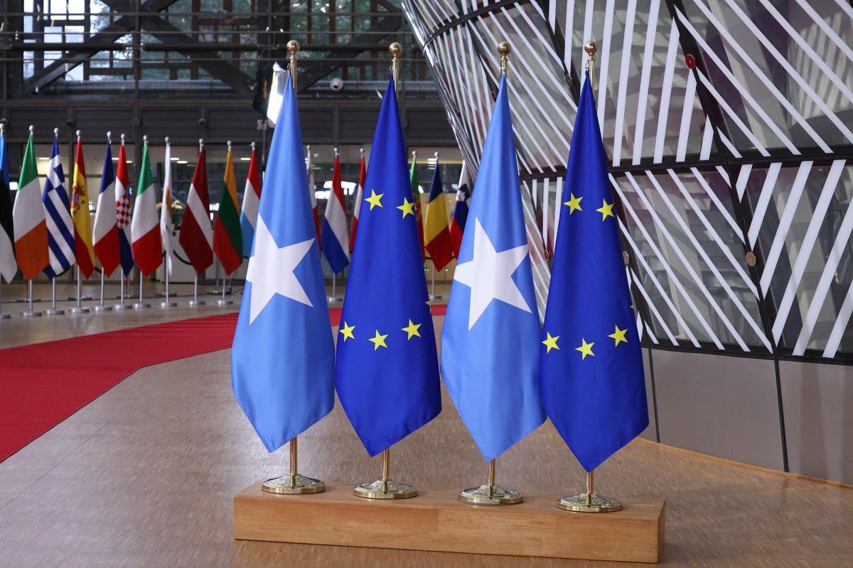 President <a href="/HassanSMohamud/">Hassan Sheikh Mohamud</a> met with <a href="/CharlesMichel/">Charles Michel</a>, President of the European Council in Brussels. They discussed the Somali government's efforts to eradicate the threat of terrorism and the EU's continued support in areas of security, state-building, and development.