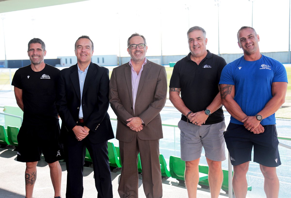 GibraltarGov's tweet photo. The Minister for Sport and Leisure, the Hon Leslie Bruzon yesterday met with Reagan Lima, CEO GSLA at the Tercentenary Sports Hall.  

Following the meeting the Minister was given a tour of all GSLA sporting facilities and met with staff. https://t.co/gsYNu2dq77
