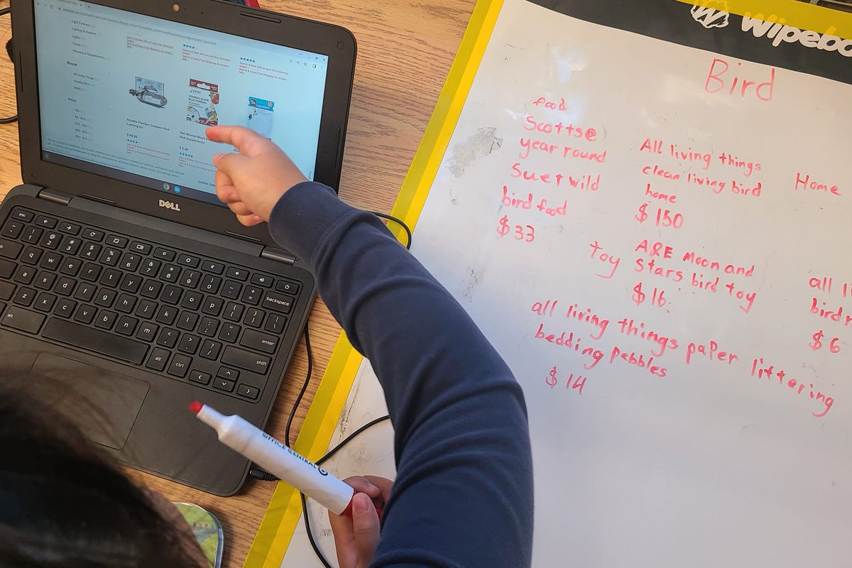 GLewisOCT's tweet image. #MathematicalModeling #RaiseAPet #Inquiry Day 2 - Gr3 at StMargherita - Looking for the math, then diving into research to find whole number costs by rounding decimals. We explored @PetSmart @PetValu websites! #MathFacilitator @michele_mellow