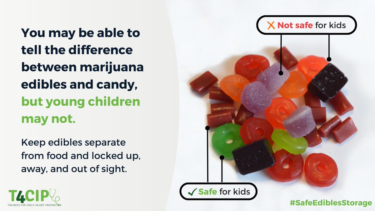 T4CIP_'s tweet photo. Can you spot the difference between marijuana edibles and candy? This image highlights why it is important to have #SafeEdiblesStorage within your home. https://t.co/hGu1m2J59X