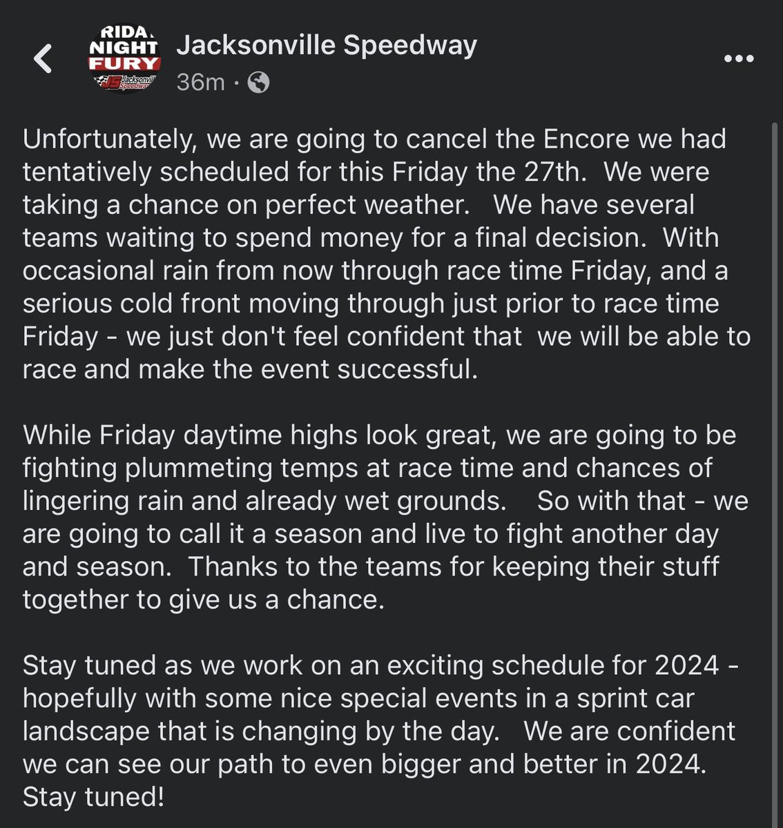 Friday’s “The Encore” has been cancelled due to weather. We’ll call it a year and come back in spring of 2024!